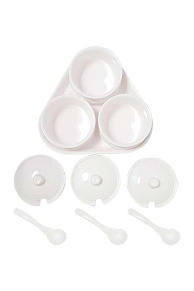 10-Piece Multi-Purpose Condiment Dish Set White 12cm