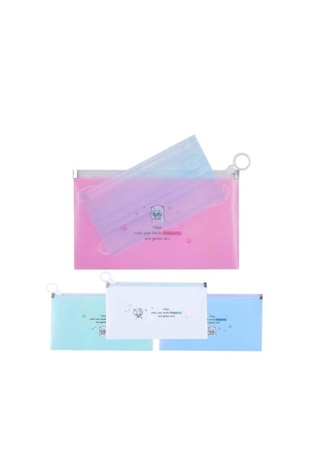 4 PCS Face Cover Organizer Case Reusable Mask Pouch Mask Holder Case Zipper Storage Bag Cosmetic Container Portable Face Covers Clips Mini Travel Bags Set