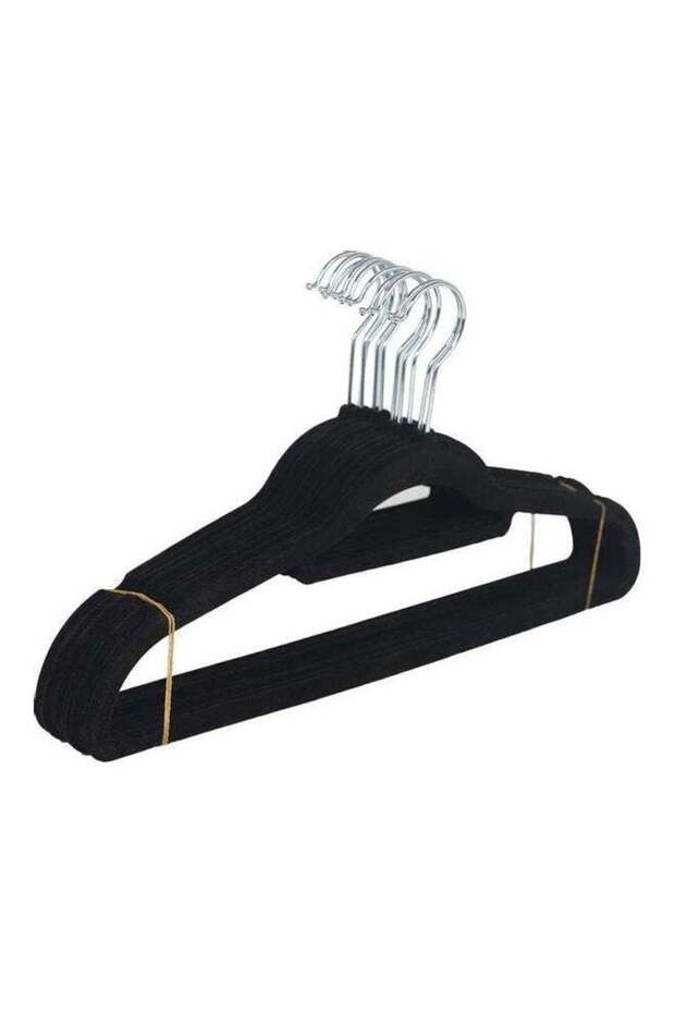 10-Piece Non-Slip Velvet 360 Degree Swivel Hangers Set Black 40cm