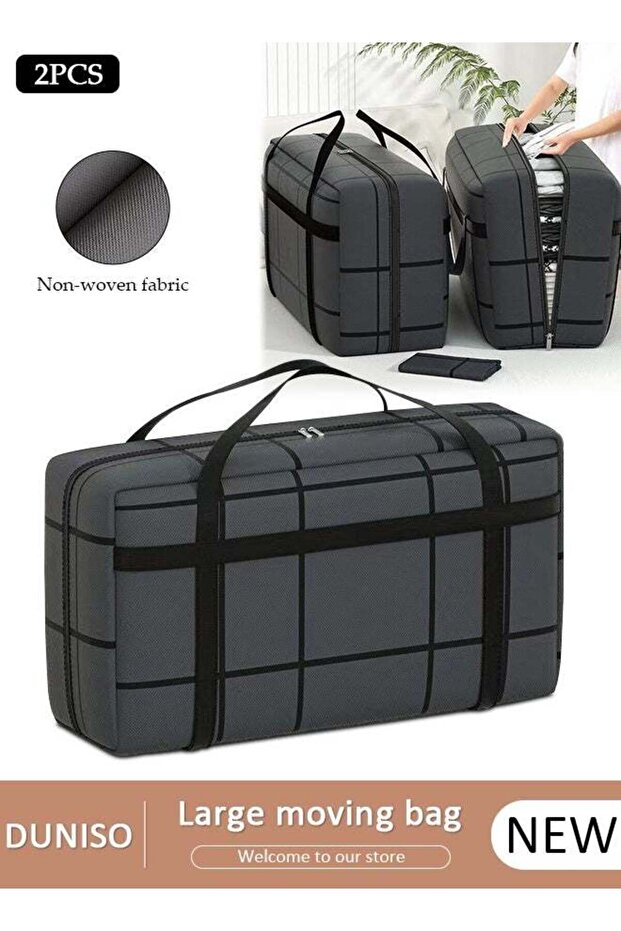 Heavy-Duty Storage Bags With Zippers, Extra Large Durable Clothes Blanket Organizer Totes For Moving, Waterproof Laundry Bags With Reinforced Handles, Space-Saving Foldable Moving Bags For Home, Trav