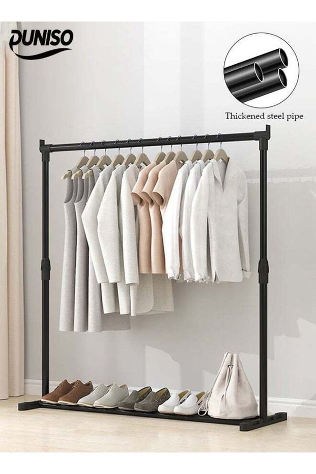 68CM Simple Drying Rack,Indoor Floor Standing Clothes Hanger,Assembled Clothes Hanger,Scalable Clothes Hanger,Bedroom Storage Clothes Rack,Black