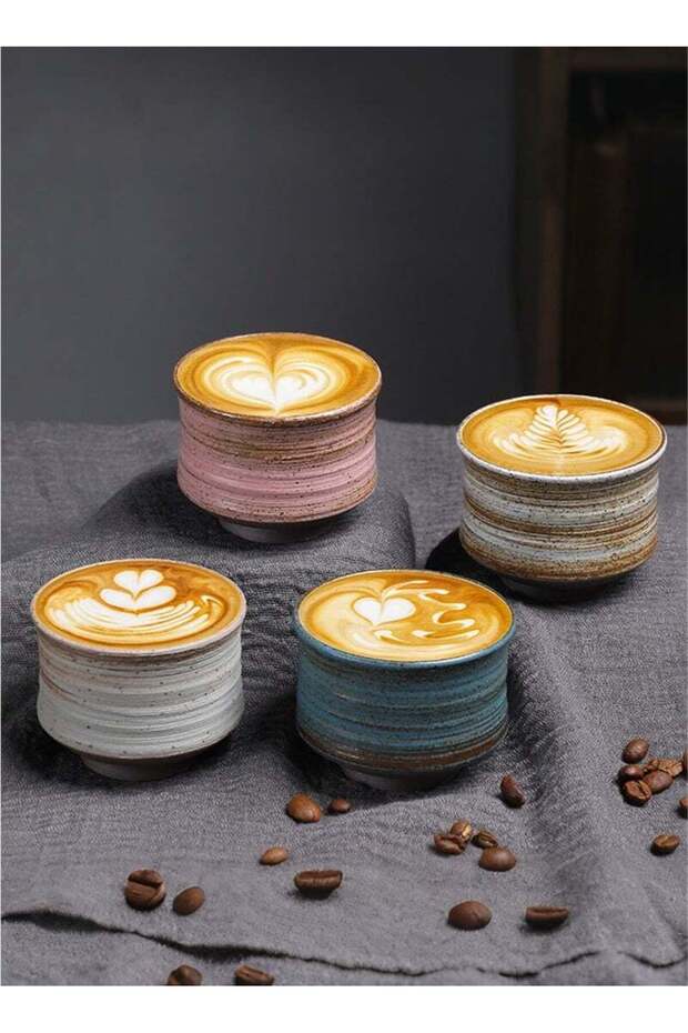 4-Piece Ceramic Cup Espresso Cups Elegant Coffee Cups Arabic Mug with Nature Scenery Tea Cup Set Small Size Coffee Mug Drinking Cup Set