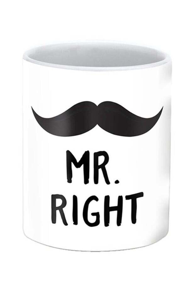 Mr. Right Printed Ceramic Mug White/Black
