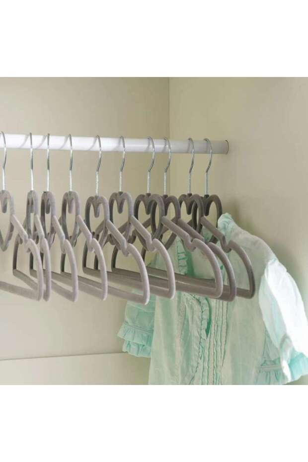 Giorgia Heart Cloth Hanger 10-Pieces 42x21x0.5cm - Grey - 262JHC9900032