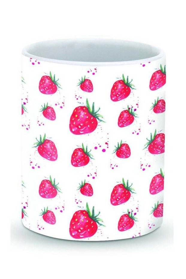 Premium Dripping Strawberries Designer Mug White/Pink