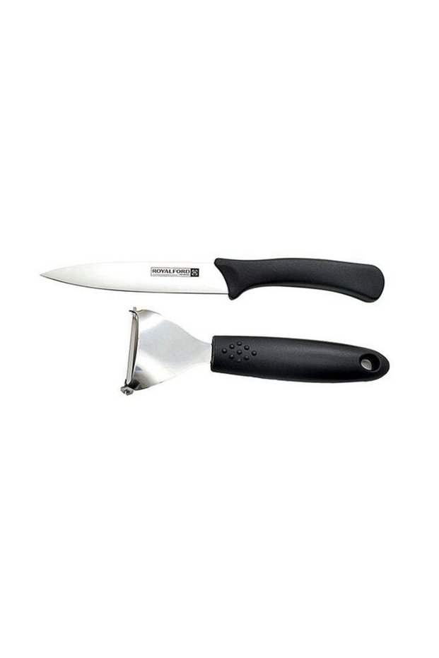 Royalford 2-Piece 26 cm Stainless Steel Utility Knife & Peeler Set | Sharp Blades, Comfortable Long Handles | Ideal for Cutting, Chopping & Peeling Vegetables, Fruits, Fish & Meat | Kitchen Knife | C