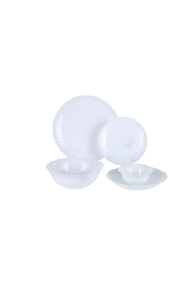 Royalford 18-Piece Classic Opalware Dinner Set, Chip-Resistant and Food-Grade, Dishwasher-Safe, Fre