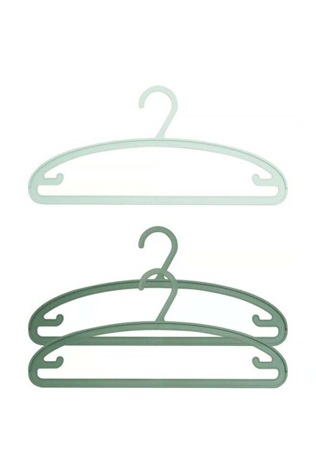 Plastic Clothes Hangers with Anti-Slip Shoulders in Green, Pack of 3, 42 cm