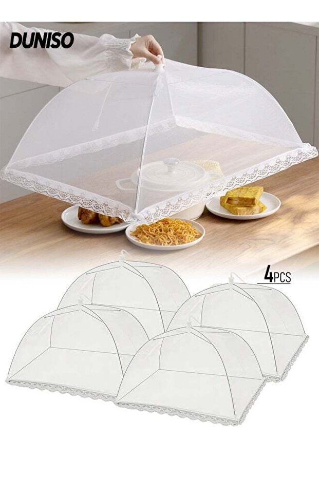 4 Pack Pop Up Mesh Food Covers, 32x32cm Reusable Umbrella Tent Screen Net Protector for Outdoor Pic