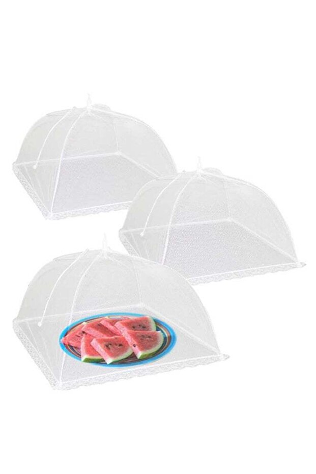3 Pack Large 17x17 Inch Pop-Up Mesh Food Covers Tent Umbrella, Reusable & Collapsible for Outdoor P