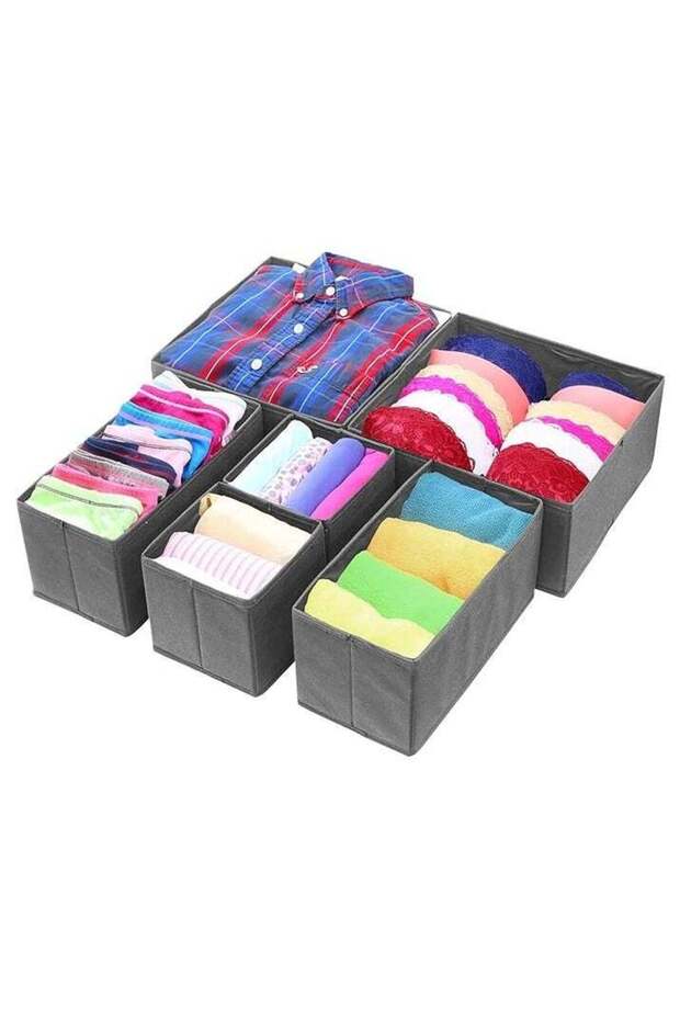 Foldable Cloth Storage Box Closet Dresser Drawer Organizer Fabric Baskets Bins Containers Divider with Drawers for Clothes, Underwear, Socks, Clothing, Set of 6