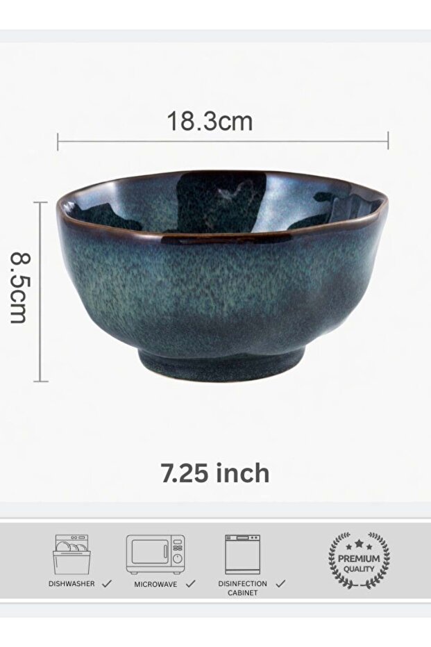 Japanese Style Ceramic Soup Bowl, Premium Porcelain Large Soup Bowl 7.25 inch, 1200ml Misty Green R