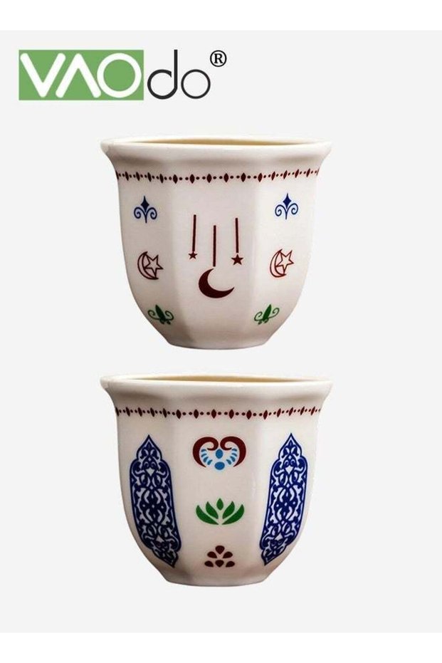 2PCS Arabic Coffee Mugs, Ceramic Coffee Cups for Men Women, Mug for Tea, Latte Cappuccino, Coffee & Latte Cup 170ML