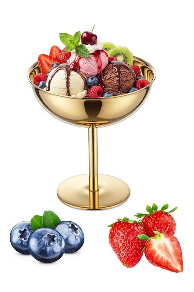 Ice Cream Bowls Stainless Steel Dessert Cups, Reusable Footed Sundae Cups Ice Cream Cups for Desser
