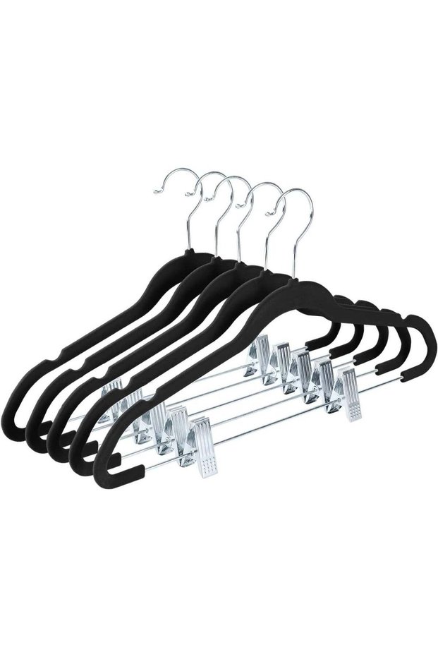 Mizgi 20-Pack Black Non-Slip Velvet Hangers with Clip 42.5cm/16.8 Inch- 360 Degree Rotatable Hook - Durable & Slim - Non Slip Hangers for Coat Hangers - Pant Hangers…