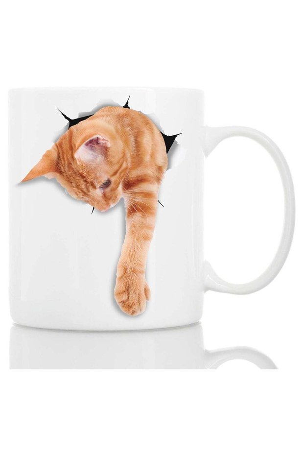 Adorable Ginger Cat Coffee Mug - Ceramic Funny Coffee Mug - Perfect Cat Lover Gift - Cute Tabby Cat Coffee Mug - Great Birthday or for Friend