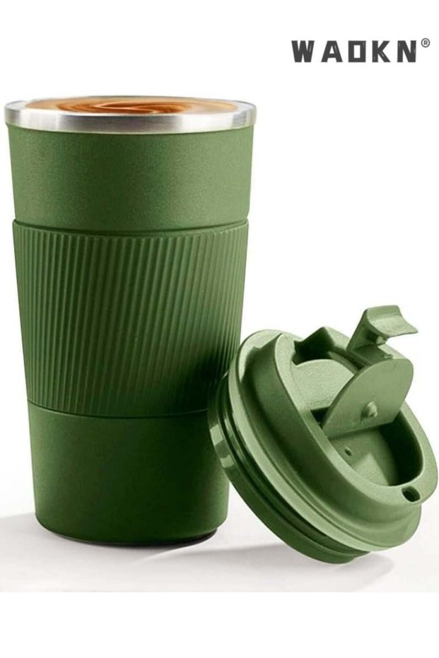 Double Wall Vacuum Insulated Travel Coffee Mug, 304 Stainless Steel Thermal Tumbler with Silicone Anti-Slip Sleeve & Leakproof Lid, Reusable Cup Keeps Hot & Cold Beverages, Modern Minimalist Car-Frie