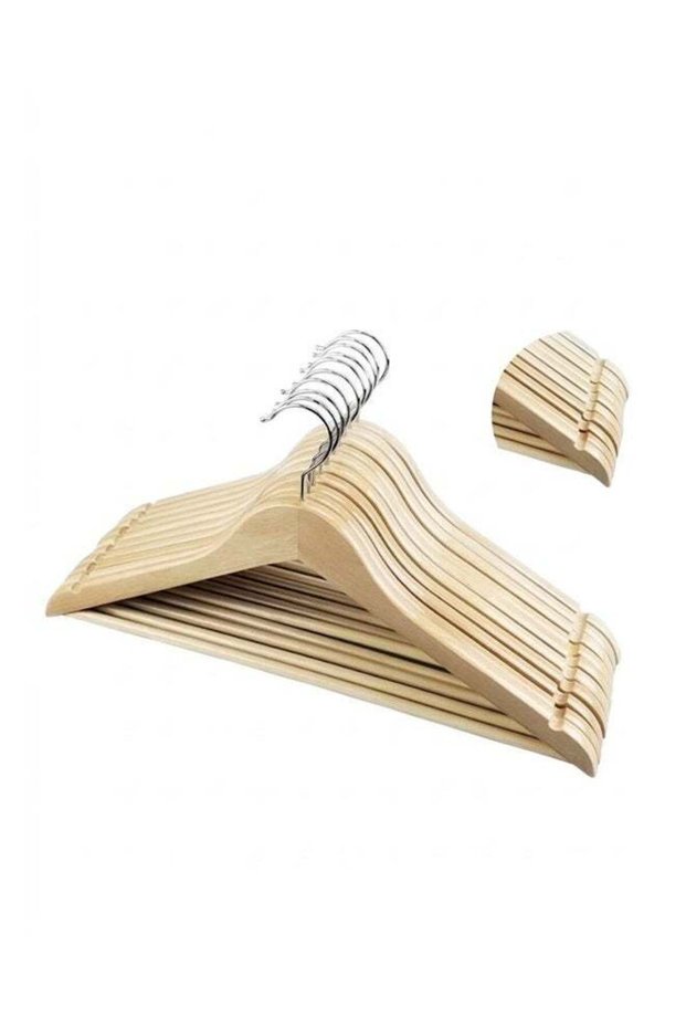 Pack of 20 Non-Slip Swivel Hook Wooden Hangers