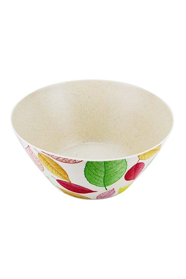 Ecoware Bamboo Fibre Salad Bowl, 24 x 12.5cm, Leaves Design – Eco-Friendly Serving Bowl for Salads,