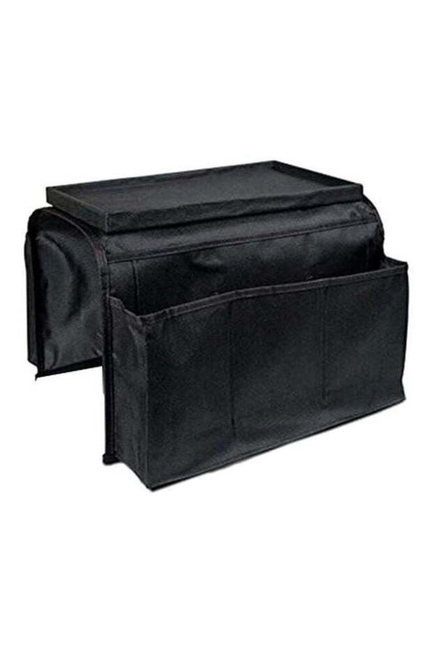 6-Pocket Sofa Armrest Organizer With Armrest Tray Black 31cm
