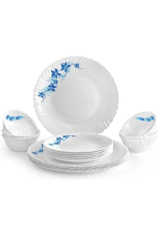 Cello Dazzle Opalware Dinner Set (18 Pcs, Blue Swirl)
