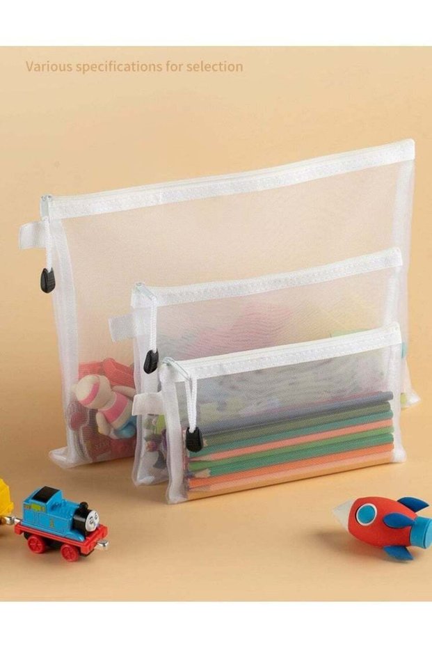 9pcs Toy storage bag building block puzzle sub-package bag children small particle zipper transparent finishing storage bag (Multiple specifications)