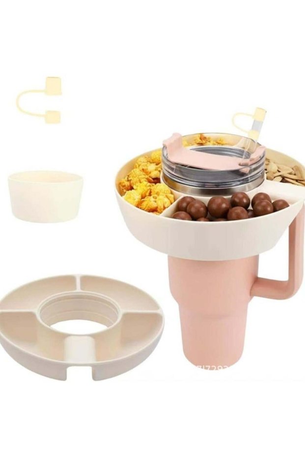 40-ounce snack bowl with handle - Reusable silicone snack tray