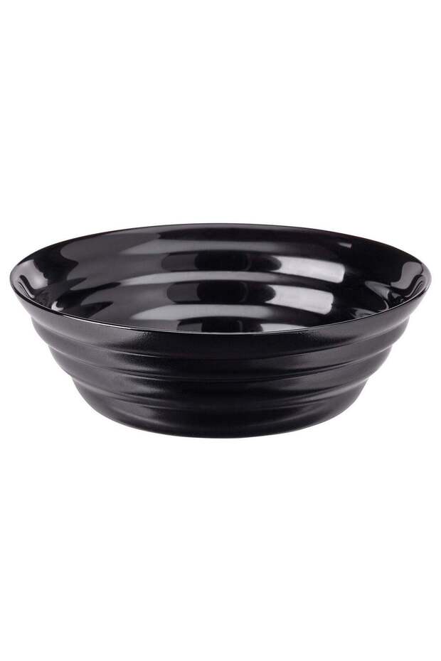 Bowl, Tempered Glass, Glossy Ripple Pattern, Black, 14 cm