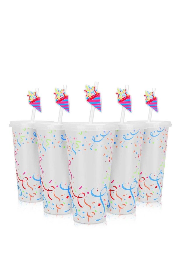 Color Changing Cold Cups with Lids and Straws 5 Pack 24 oz Plastic Tumblers Reusable Water Drinking Bottles for Parties Birthdays Travel and Home Activities