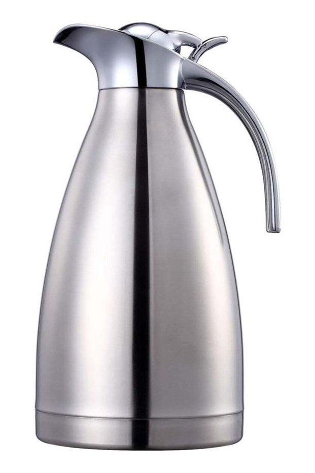 68 Oz Stainless Steel Coffee Thermal Carafe/Double Walled Vacuum Thermos Insulated / 12 Hour Heat Retention / 2 Liters (Silver)