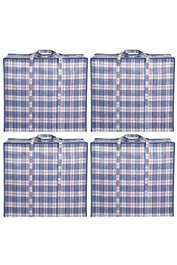 4 Pack Strong Storage Laundry Bags, Large Moving Bags with Zipper & Handles, Reusable Storage Zip Bag, Heavy Duty Organizer Bags for Quilts Blankets Pillows Cloths