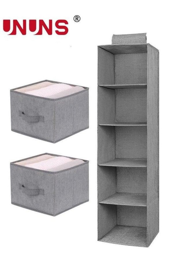 5-Shelf Hanging Closet Organizer,Hanging Shelves For With 2 Removable Drawers,Hanging Shelf Organizer Bedroom Or Garment Rack