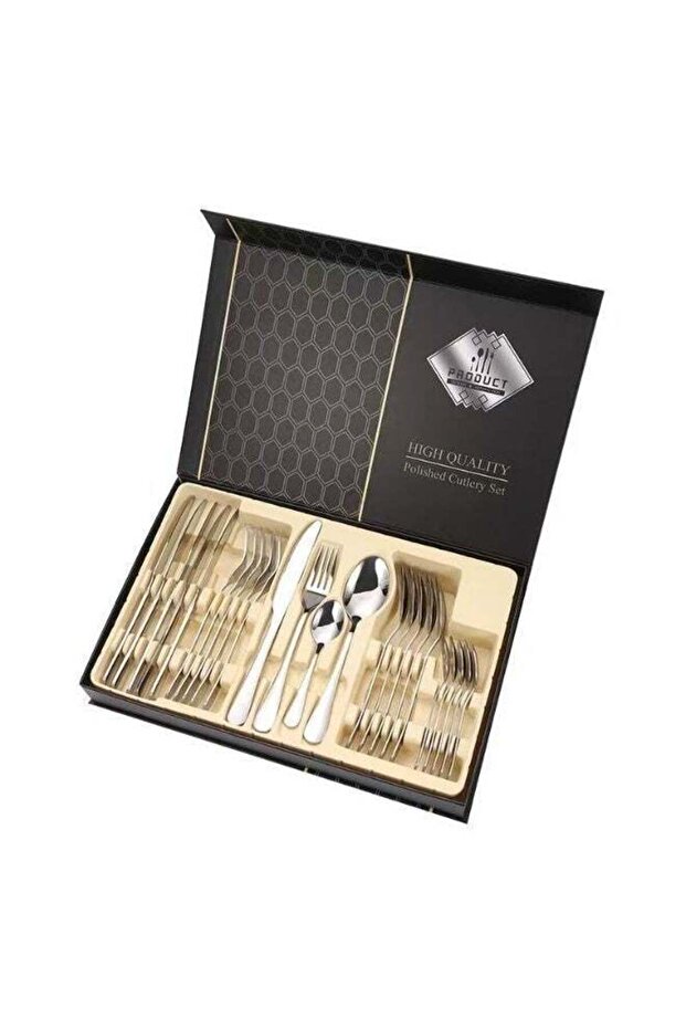 High-quality stainless steel cutlery 24-piece set natural color home hotel western restaurant gift