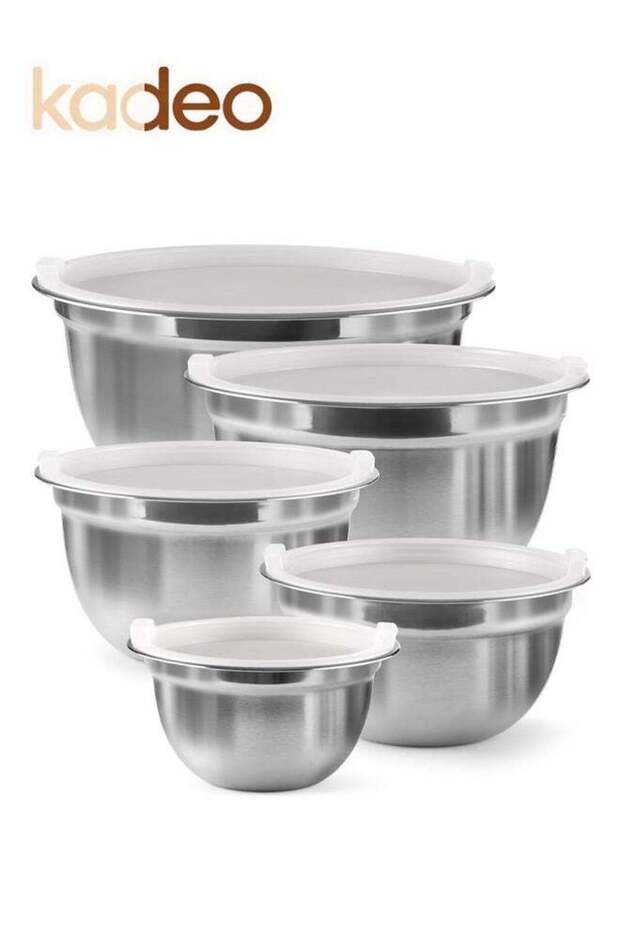 10PCS Stainless Steel Mixing Bowls Set with Lids, Home Kitchen Cooking Essentials Household Must Ha