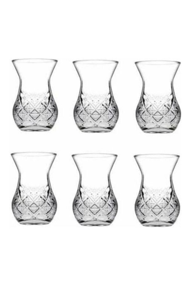 Estekana Tea Set 6 Cup Glass Turkish Clear 155ml