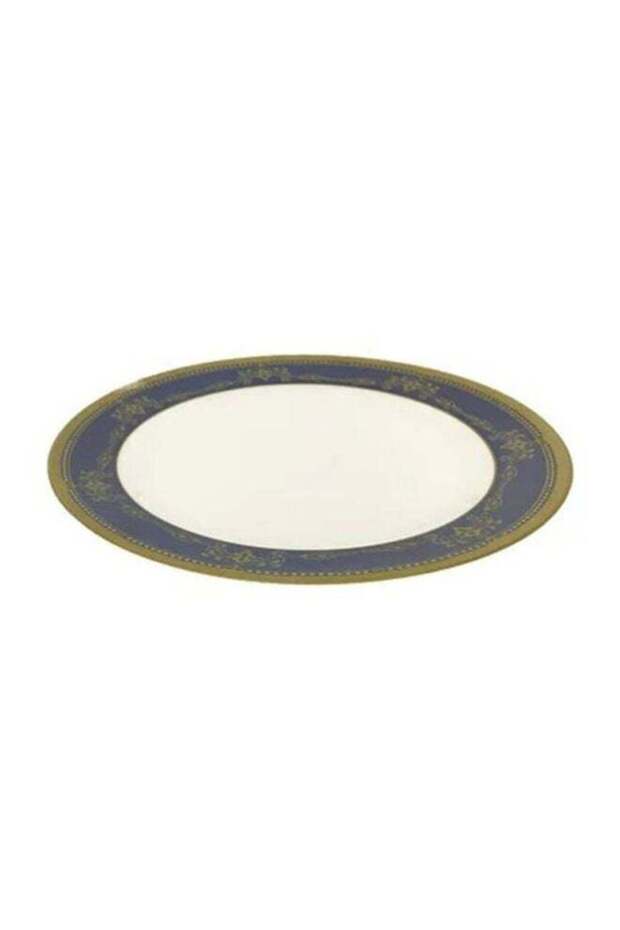 Grand Dessert Plate Beige/Green/Blue