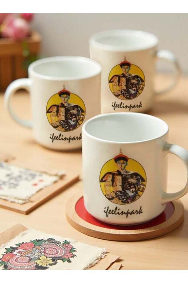 Coffee Mugs with Emperor Qianlong(Chinese) pattern, Large Coffee Mug with Handle, Gifts for Children