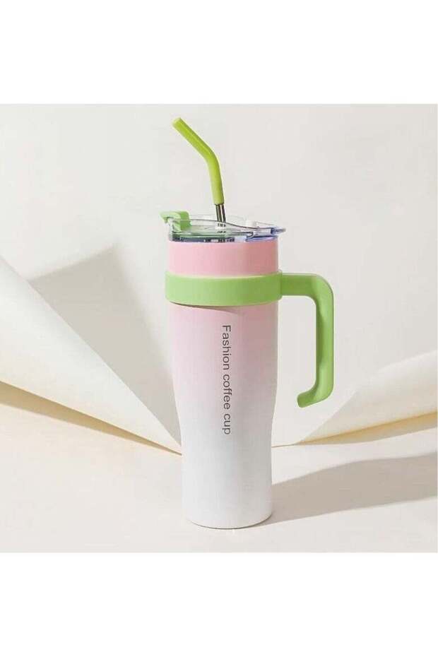 40-ounce stainless steel insulated cup with straw and handle, stainless steel double-layer vacuum insulated travel cup, stainless steel vacuum insulated water bottle travel cup, iced coffee cup, suit