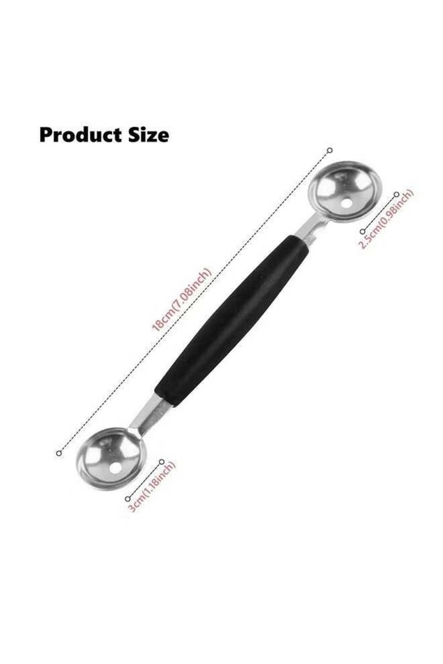 Double-Sided Fruit Melon Baller Spoon, 2 in 1 Stainless Steel Melon Ballers Melon Scoop for Watermelon Cantaloupe Ice Cream