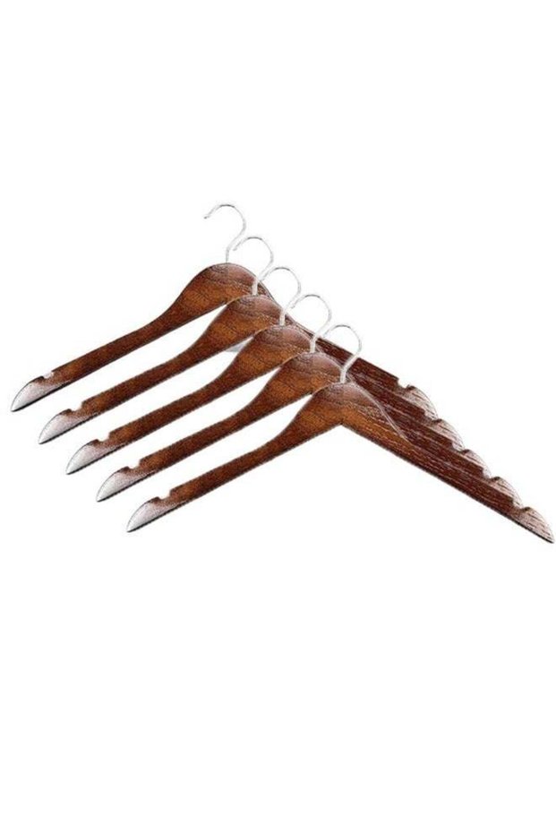 Pack of 5 Non-Slip Swivel Hook Wooden Hangers