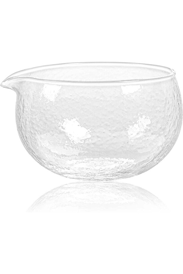 Textured Glass Matcha Bowl With Pouring Spout - Handmade Japanese Style Matcha Green Tea Ceremony C
