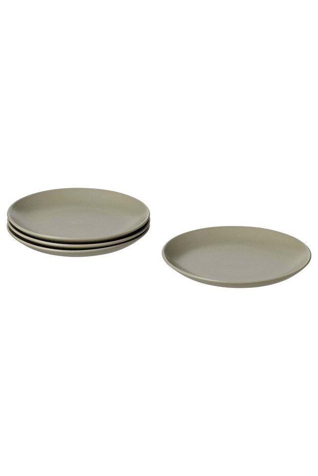 Side Plates, Matt Green Stoneware, 20 cm - Set of 4