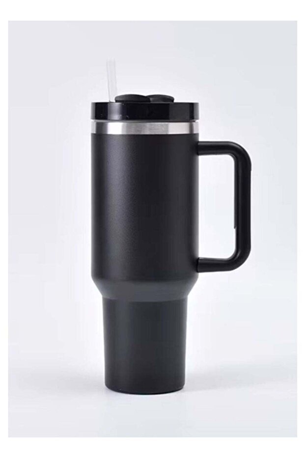 40oz Stainless Steel Tumbler with Handle & Straw Lid | 1200ml Vacuum Insulated Travel Mug | Double Wall Leak Resistant Reusable Water Bottle | Keeps Drinks Hot & Cold | Black Alternative (High SEO)