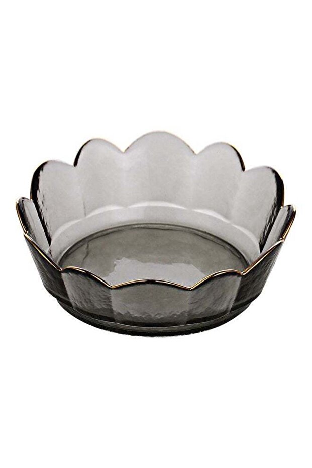 Crown Shape Deep Glass Bowl Black 15 X 15 X 5.2cm