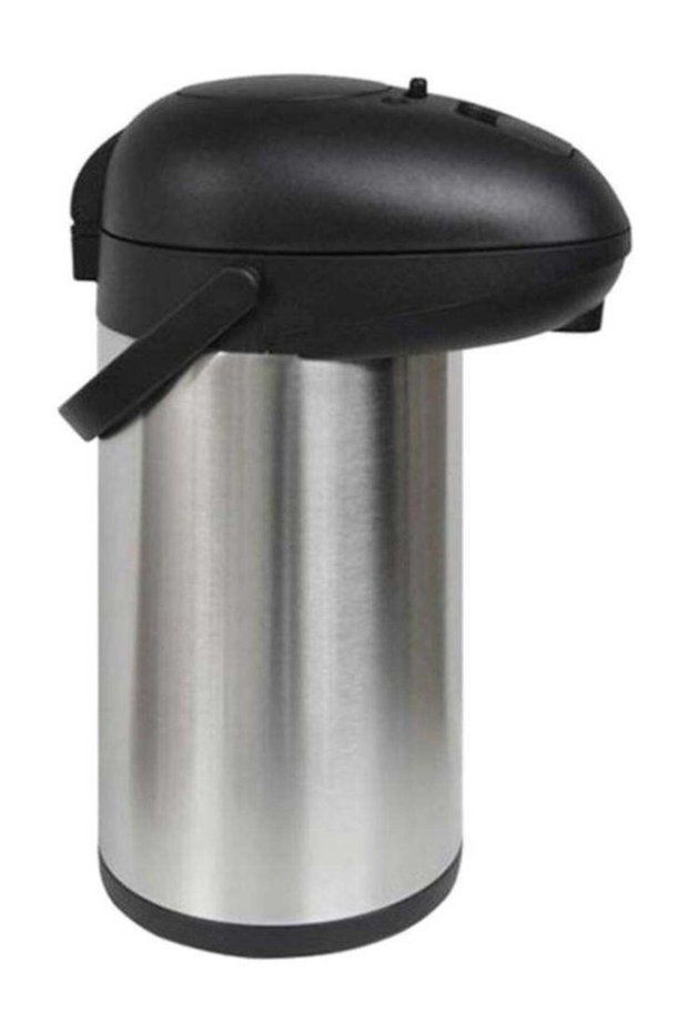 Royalford 4 L Stainless Steel Airpot Vacuum Flask, Double Wall Insulation, Stainless Steel Inner Pot, Spill-Proof Pump Action Pouring, Keeps 14 to 20 Hours Hot and Cold Retention, Ideal for Commercia