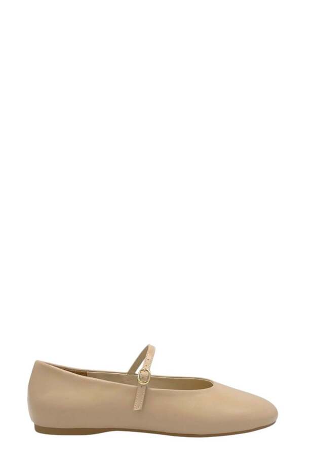 Beige Leather Strap Women's Ballerinas (048 260250)