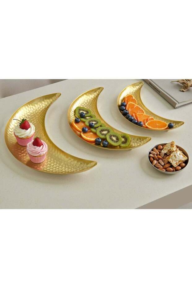 3 Pcs Eid Mubarak Decorations Moon Food Serving Tray Food Serving Plate Fruit Dessert Plates Desser