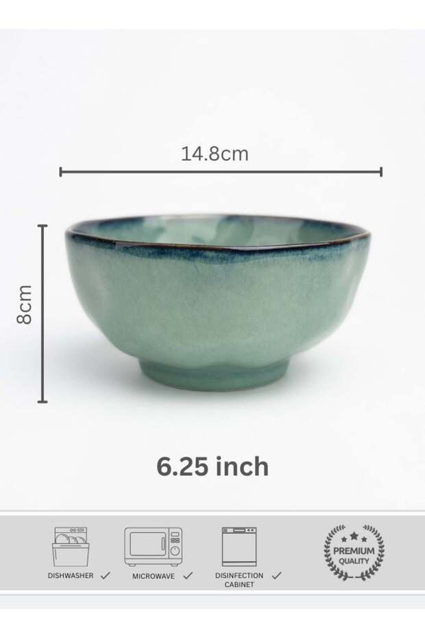 Japanese Style Ceramic Soup Bowl, Premium Porcelain Soup Bowl 6.25 inch, Misty Green Ramen Bowl, Ha