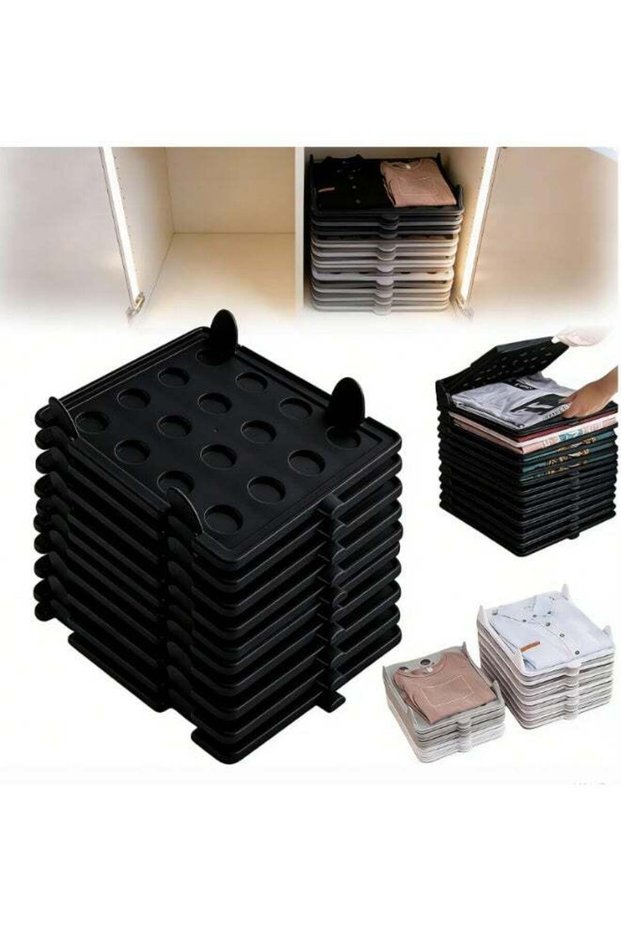 New Stackable Closet Organizer, Stackable Closet Clothing Organizer System, Non-Slip Space-Saving Folding Board System for T-Shirts, Pants & Sweaters (10PCS)
