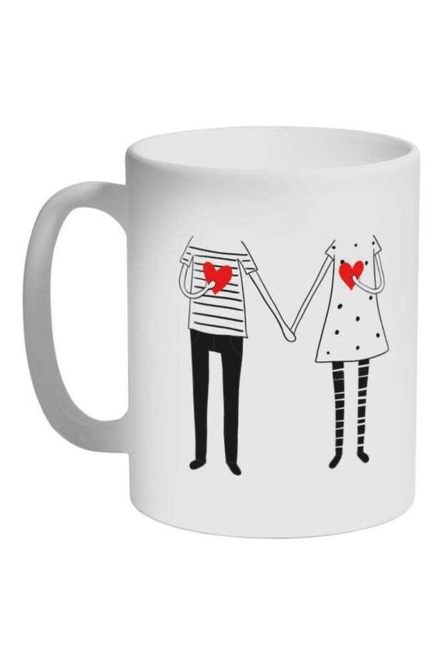 Romantic Couple Printed Coffee Mug White/Black/Red
